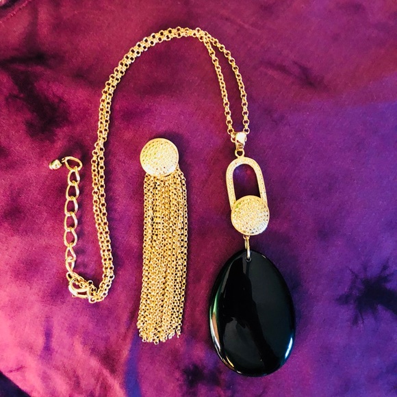 Jewelry - 💗18KTG Plated/ Blk Agate TASSEL SET